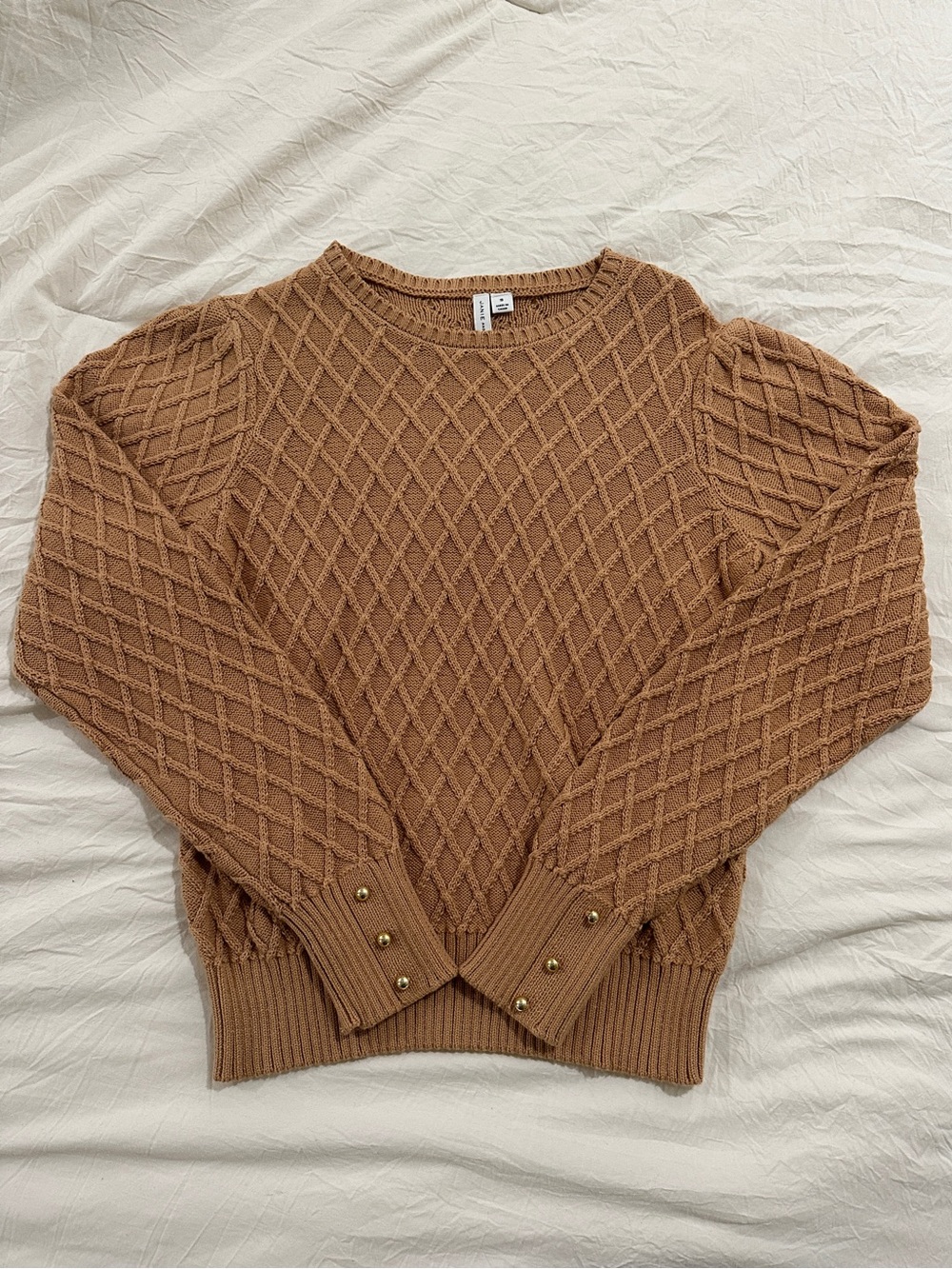Girl’s Textured Knit Sweater in Camel